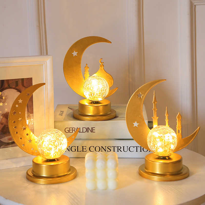 New EID Mubarak Gold Moon Castle Table Ornaments 2023 Ramadan Decoration for Home Islamic Muslim Festival Party Decor Eid Al Adha