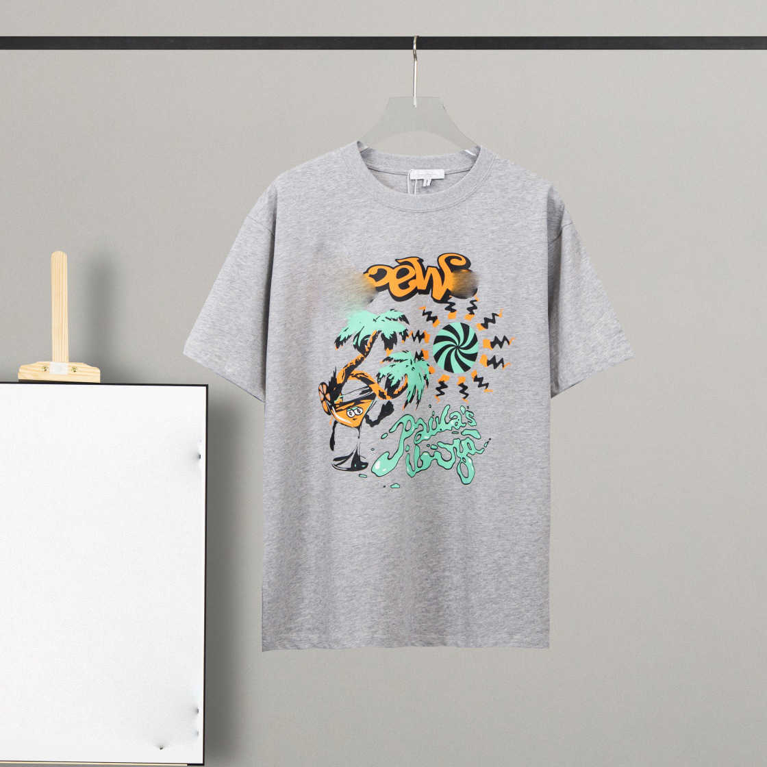 Lyxdesigners nya herr- och kvinnors korta ärm Sportkläder Set Rätt Spring Street Luojia 23SS Digital Print Seaside Landscape Os Loose Short Sleeve T-shirt