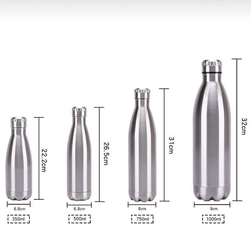 New 350/500/750/1000ml Double Wall Stainles Steel Thermal Water Bottle Sport Thermos Bottle Keep Hot and Cold Insulated Vacuum Flask