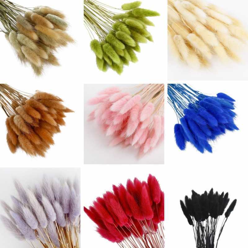 New Colorful Pastoral Rabbit Tail Grass Bunny Tails Dried Flowers Artificial Plant Bouquet Plant Stem Material Home Decortaion