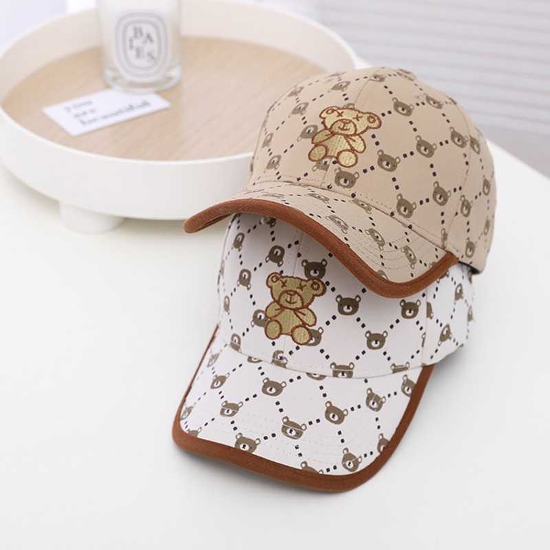 Caps S Kids Summer Casual Sunscreen Baseball Cap Cute Cartoon Bear Print Sun Outdoor UV Protection Leisure Hat P230424