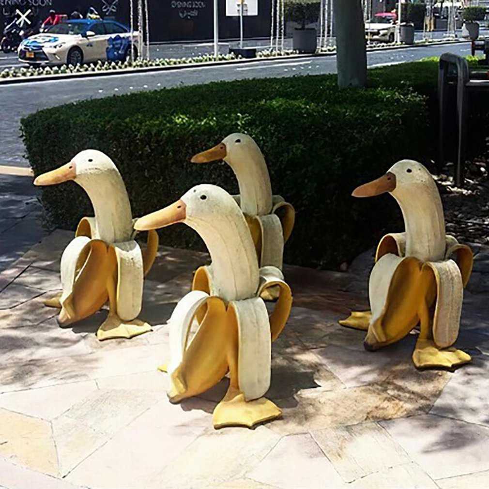 Nowa kaczka bananowa kreatywna dekoracja do ogrodu rzeźby Yard Vintage ogrodnictwo sztuka dekoracyjna kapryśna obrana kaczka bananowa rzeźby do domu rzemiosło