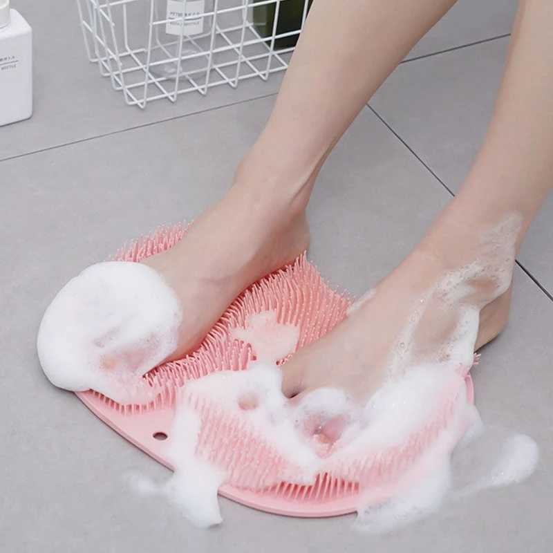 New Foot Wash Brush Rub Back with Sucker Brush Bathroom Tool Foot Massage Pad Shower Massage Mat Non-Slip Exfoliating Bath Pad