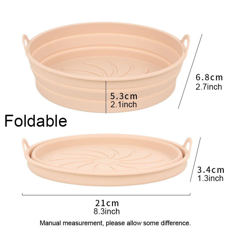 Foldable Reusable Air Fryer Silicone Liners Pot Basket Bowl Pan Folding Oven Tray Food Safe Non Stick Baking Tray HW0003