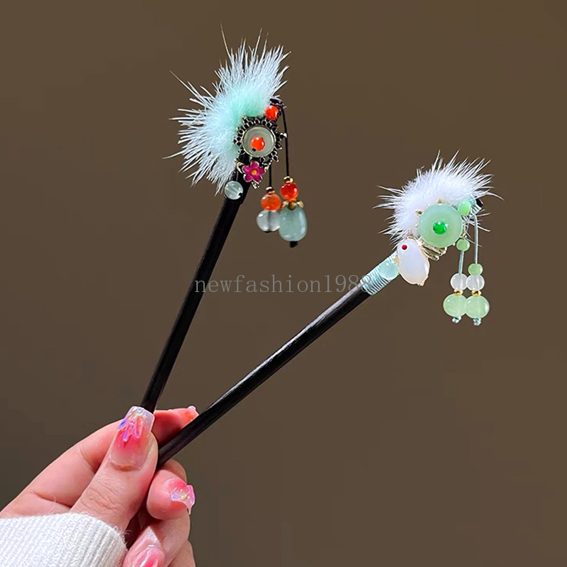 Borla passo shake estilo antigo chinês hairpin sândalo vara pino de cabelo headwear china retro vintage hanfu acessório para mulher