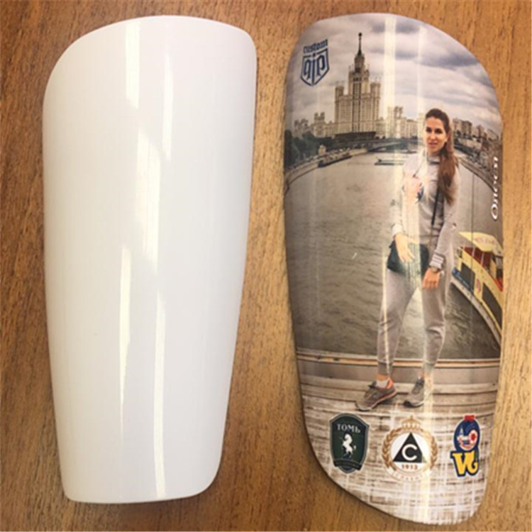 Sublimatie lege platen voetbal shin pads met eva spons blanco blanke witte hoed transfer scheenbeschermers voor kinderen jongeren volwassenen kalfs beschermende tandwiel beschermend voetbalapparatuur