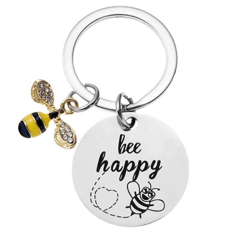 Creative Small Bee Portachiavi Ciondolo Inspirational Borsa in acciaio inossidabile Portachiavi auto Accessori Gioielli Regalo in Buk