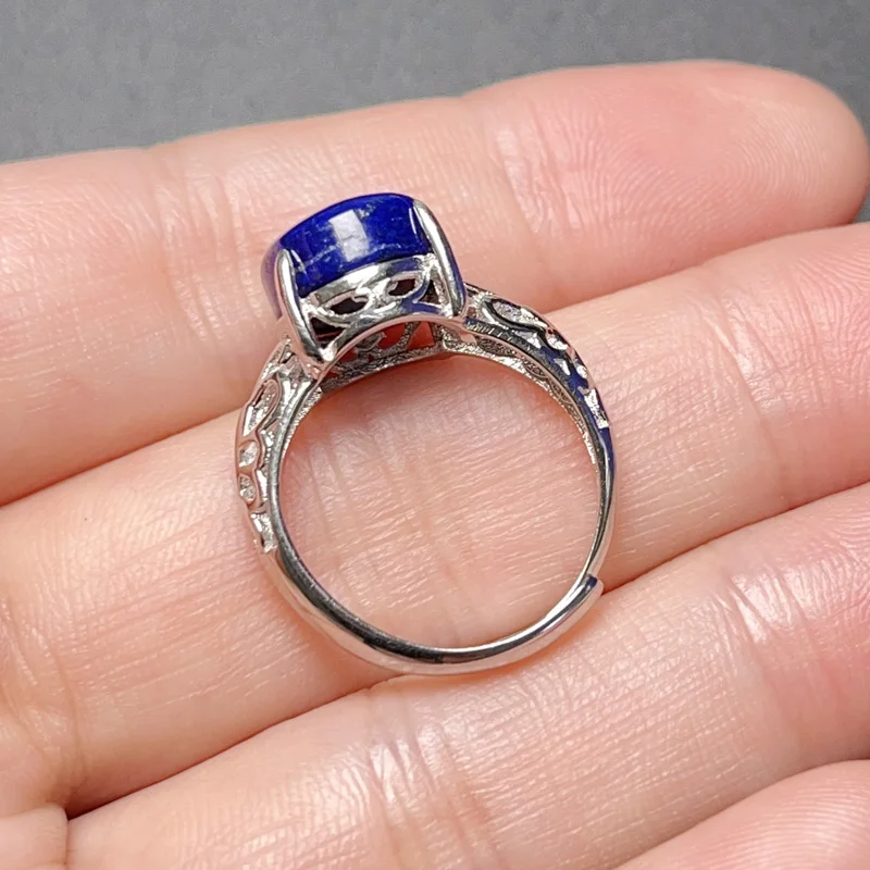 Natural Afghanistan Lazuli Ring Solid 925 Silver 10mmx12mm 5ct Lapis Lazuli Silver Ring for Woman