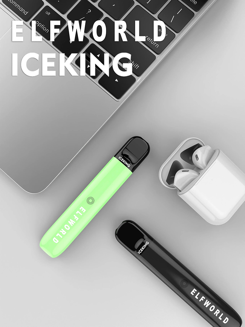 Original Elfworld ICEKING 2ML Ersätt POD 2000 PULD -uppladdningsbar tillförlitlig Champ Chip Disponibla E Cigaretter Vape Pen 0/2/3/5% med 380mAh Battery 2ML vs Reload 6000 Kit