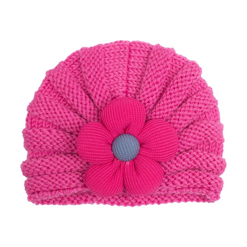 Cappello invernale neonato Cappello caldo lavorato a maglia con fiori Cappello carino bambina Cappello turbante neonata Cappello di lana Accessori capelli bambini