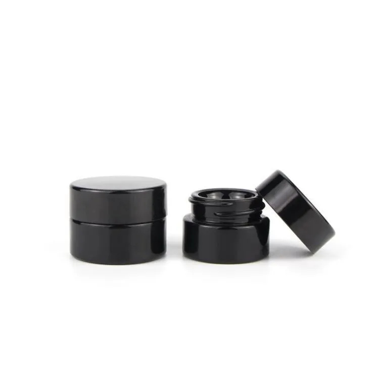 UV bottles Protection Full Black 5ml Glass Cream Jars Bottle Wax Dab Dry Herb Concentrate Container