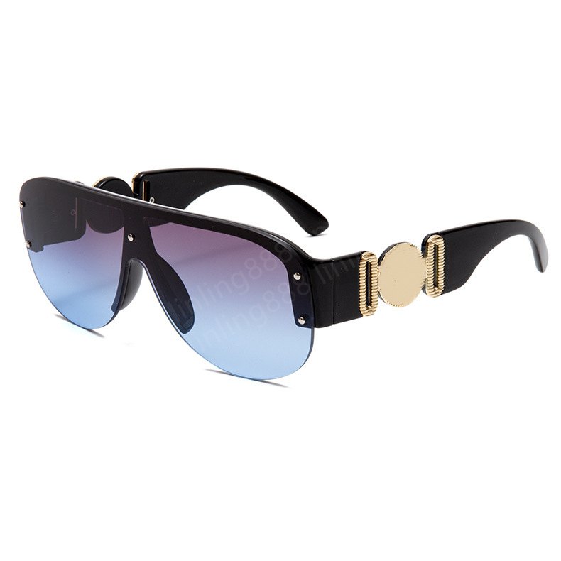 Mode Luxury Man Designer Solglasögon för män och kvinna 4391 Black Plastic Shield Solglasögon Grain Lens Plastlinser som av3014