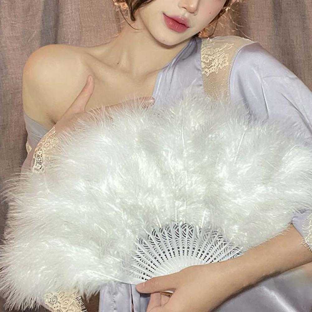 New Wholesale Wedding Feather Fan Bride Handheld Non-Folding Fans Cool Fans Wedding Photo Shooting Pose Home Decoration Prop