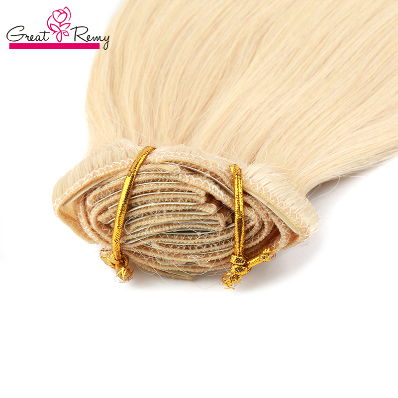 Klipp i hårförlängningar Mänskligt hårblekning Blond 14-30 tum Remy Hair Clip-In Extensions Dubbel inslag Stak blond hårförlängning för kvinnor #613 160g 10st 22klipp