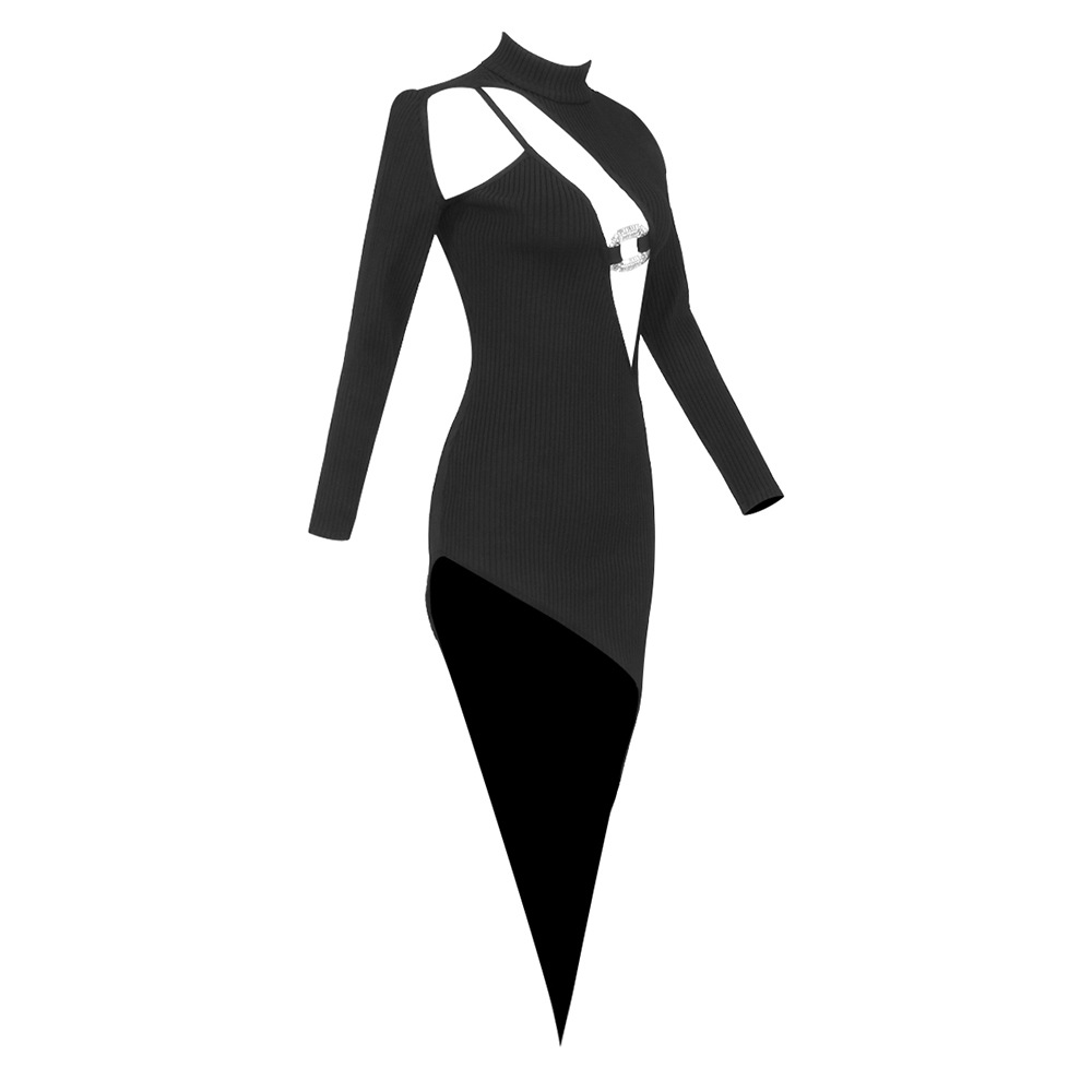1110 l 2023 스프링 가을 활주로 드레스 드레스 긴 소매 제국 패션 여성 승무원 목 목