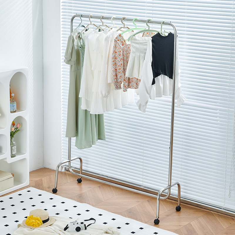 Roestvrijstalen kledingwinkel Display Rack, huishoudelijke kleding droogrek, vloer staand huishouden