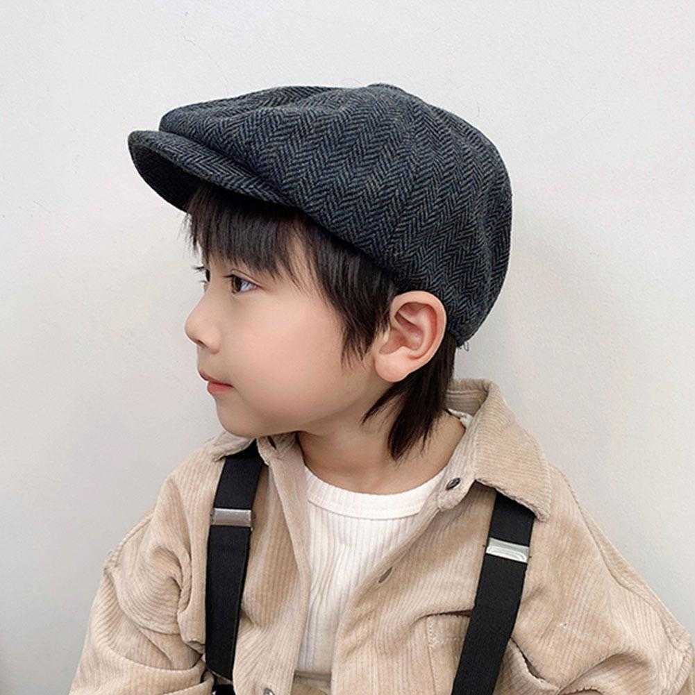 Hats Winter Hat For Girls Boys Vintage Octagonal Newsboy Kids Children Beret Caps Photography Props Child 52/54 P230424