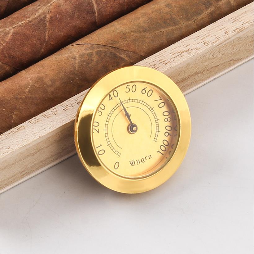 Rökande rör 37 mm cigarrbox hygrometer vin skåp vinlåda piano lådan hygrometer metall cigarrtillbehör