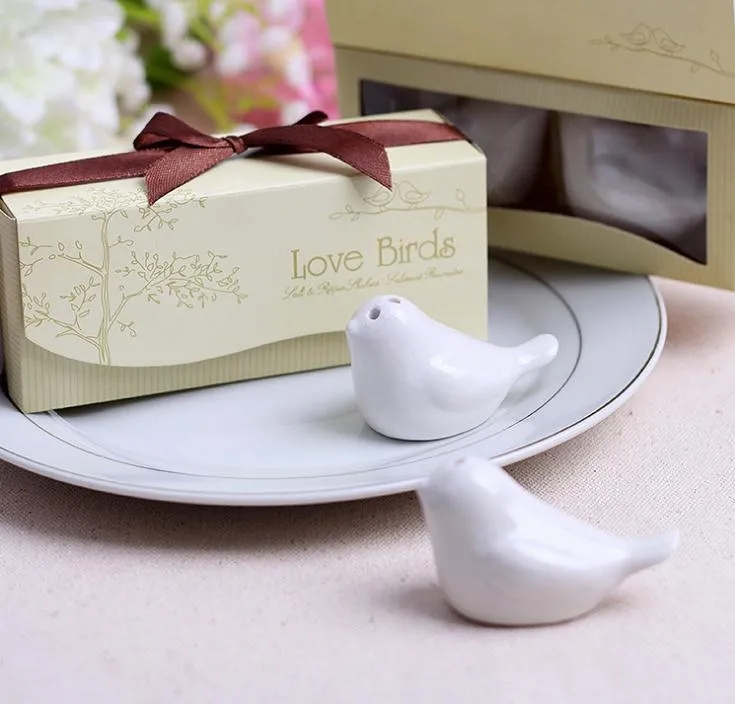 Gefälligkeiten Keramik Love Bird Salz- und Pfefferstreuer Hochzeitsgeschenke für Gäste Articulos de Fiesta Hochzeits-Souvenirs