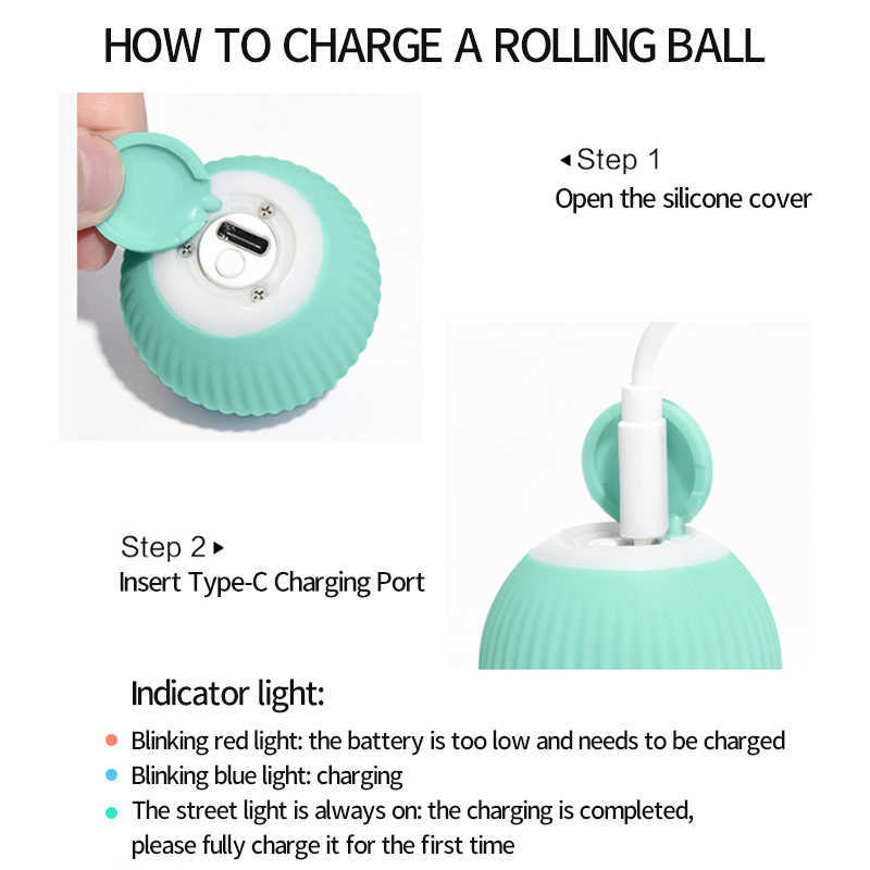 New Electric Dog Toys Auto Rolling Ball Smart Dog Ball Toys Funny Auto-moving Puppy Games Toys Pet Indoor Interactive Play Supply wholesale