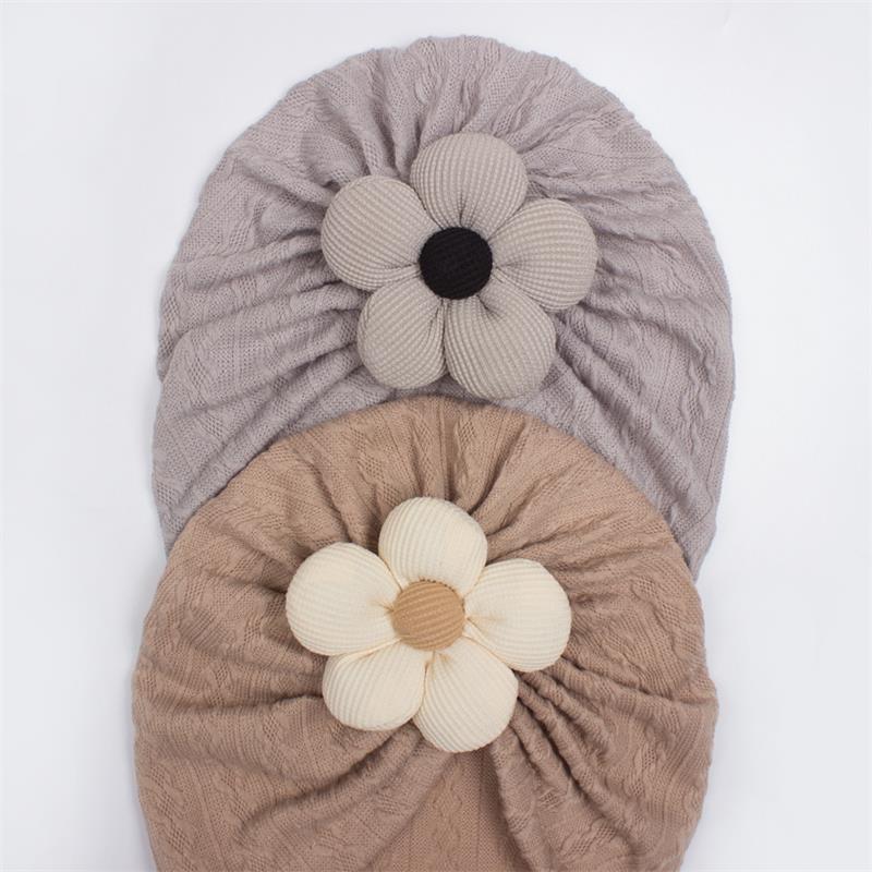 Winter nieuwe baby warme bloem pullover tulband hoed babymeisjes jacquard streep hoed baby accessoires kinderen hoofddeksel hoeden petten