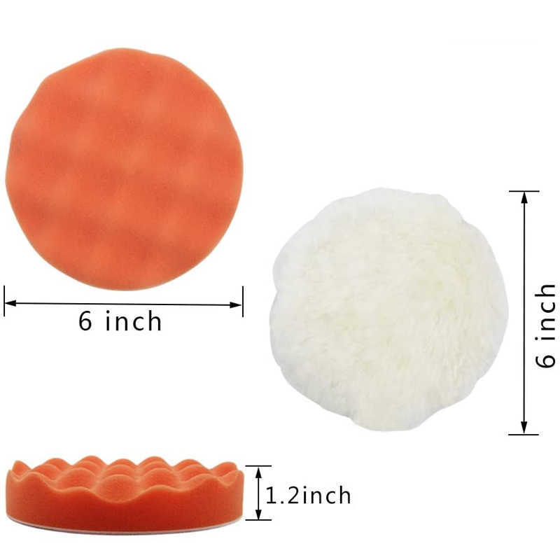 8 stcs 3/4/5/6/7inch auto polijstschijf zelf-adhesieve buffende wax spons wollen wiel Poolse kussen voor autolansbooradapter