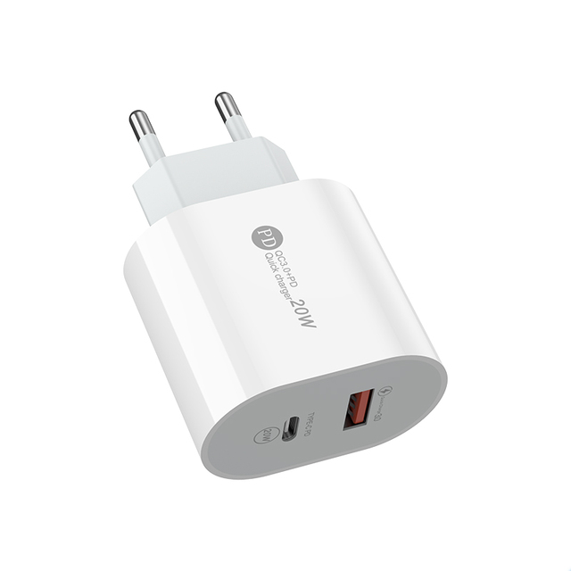 Cargador USB de 2 puertos de carga rápida 3,0 PD 20W tipo C cargador de teléfono adaptador de carga rápida para Huawei Xiaomi Samsung