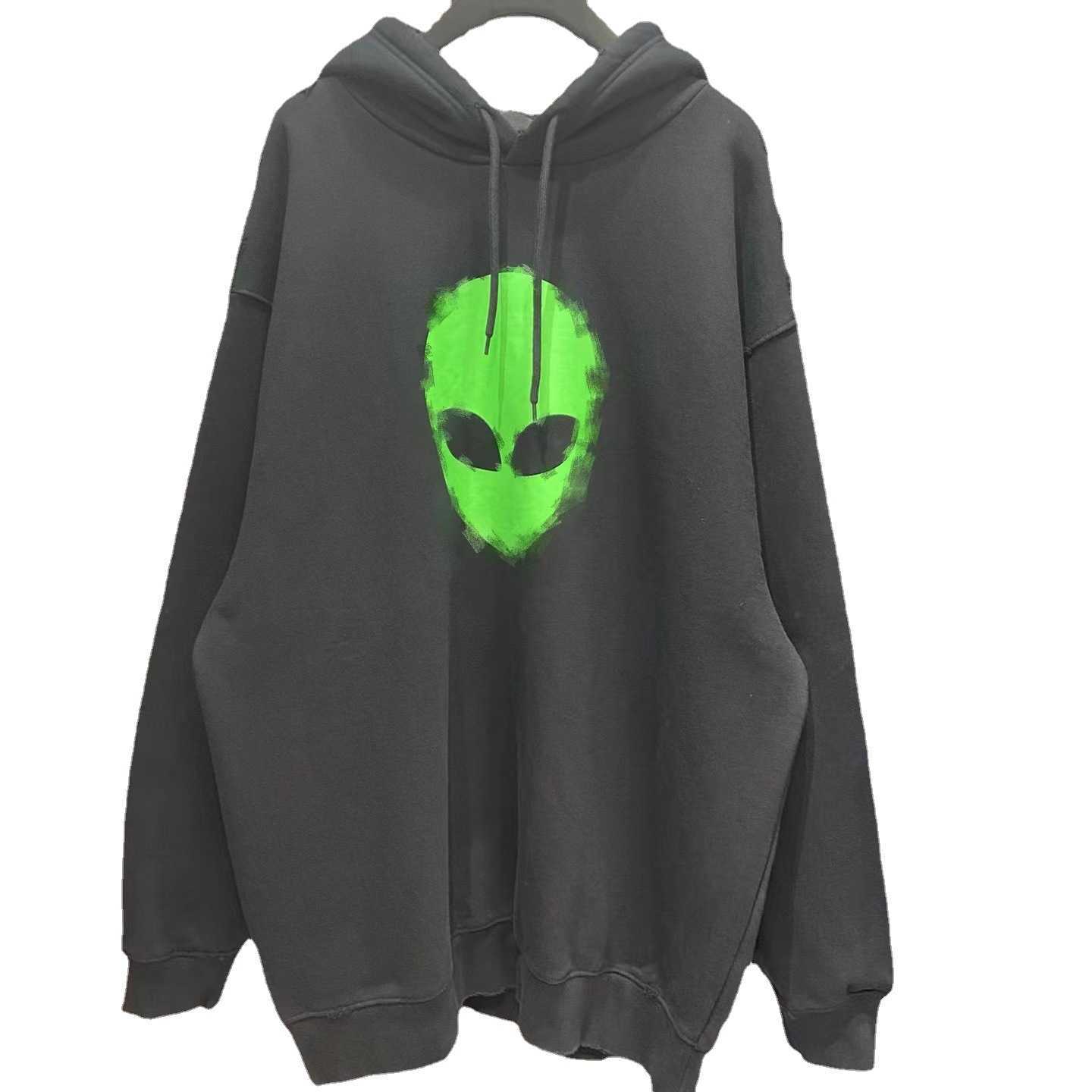 Womens Designer t shirt Shirt High Edition Alien Cartoon Print Couple OS Round Neck Loose Long Sleeve Hoodie XXL