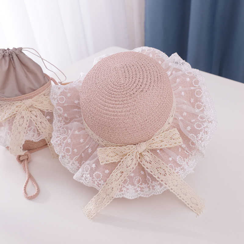 Caps Lace Panama S Straw Mother Summer Kids Sun Hat For Girls Beach Baby Girl Cap P230424