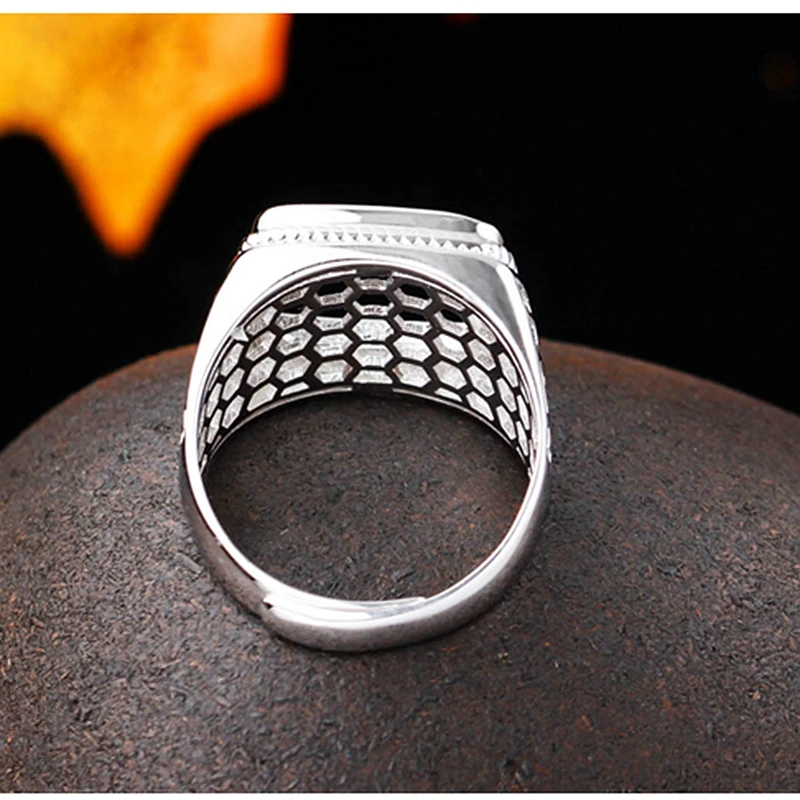 Bague de fiançailles en argent sterling 925 pour hommes, bague semi-montée de 10x12mm, ambre grenat, agate, réglage opale, 100% bijoux fins, tige ouverte réglable