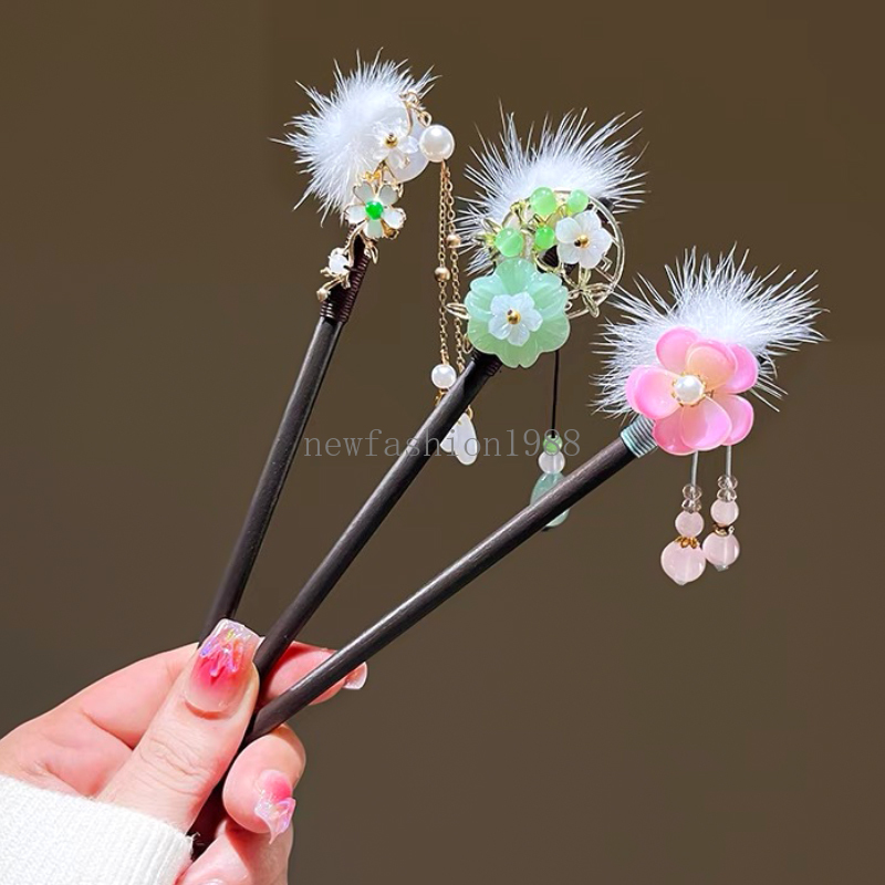 Borla passo shake estilo antigo chinês hairpin sândalo vara pino de cabelo headwear china retro vintage hanfu acessório para mulher