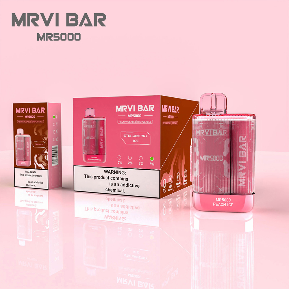 Original ELF MRVI BAR 5000 PULDS Disponible Pod Kit E Cigarett med uppladdningsbart 600mAh Batteri 13 ml Förfyllda vagnar Vape Pen vs Elfworld Bou Bang