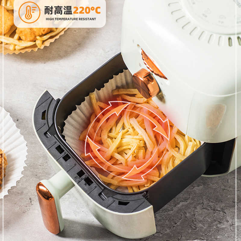 NIEUW 100/Luchtfriteuterpapier 20/16 cm Siliconenolie Papier Telolie Oliebestendig papier Airfryer Bakpapier Luchtfriteus