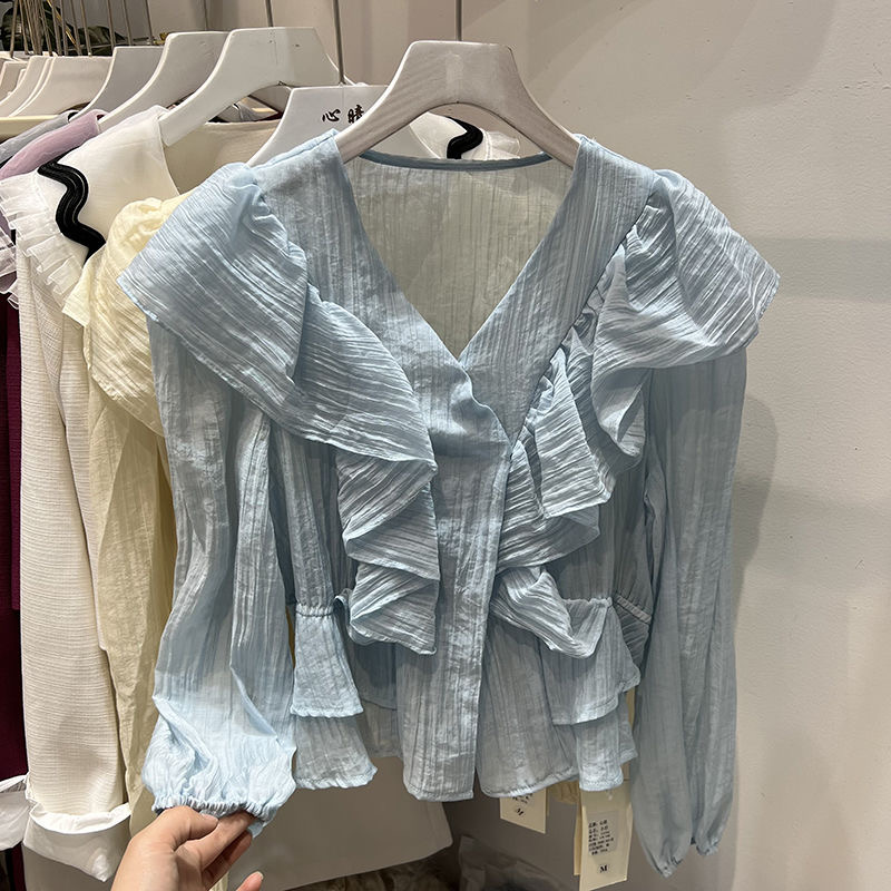 Cardigan chemise femme à manches longues polyvalent 2023 nouveau ma-e-j-sweet petit haut frais coton lin dentelle évidé chemise