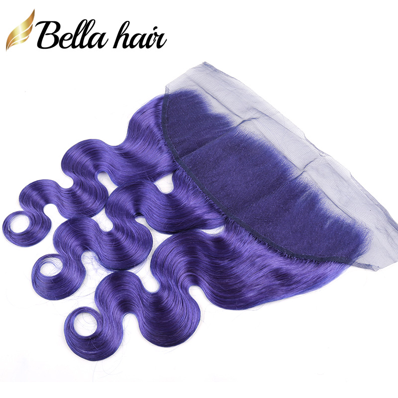 Rose dentelle frontale vague de corps 13x4 dentelle frontale fermeture gris bleu violet rouge oreille à oreille frontale 100% cheveux humains brésiliens vierges soyeux raides Bella Hair VENTE