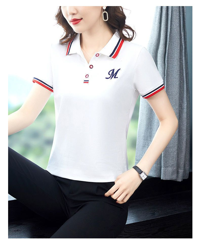 Rapel T-shirt Dames losse casual slijtage korte mouw T Summer Top Fashion 2023 Woans Polo Shirt