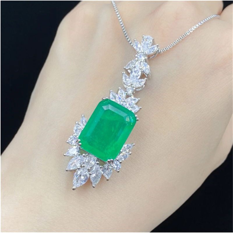 Flower Lab Emerald Diamond Jewelry set 925 Sterling Silver Engagement Wedding Rings Earrings Necklace For Women Promise Jewelry