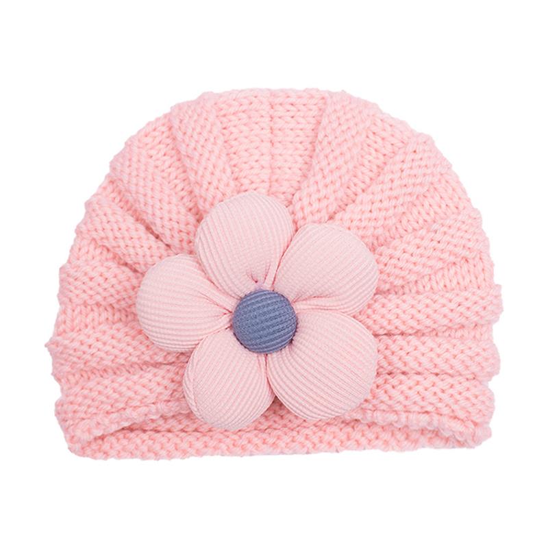 Cappello invernale neonato Cappello caldo lavorato a maglia con fiori Cappello carino bambina Cappello turbante neonata Cappello di lana Accessori capelli bambini