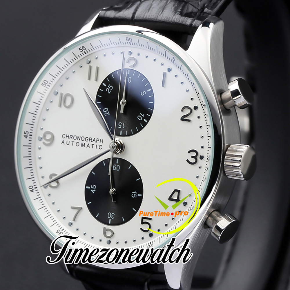 41mm Portugieser Chronograph Quartz Mens Watch 371411 Mens Watch White Dial Black Subdial Subdial Csse Leather Strap Watches Watches TimeZoneWatch Z03A02