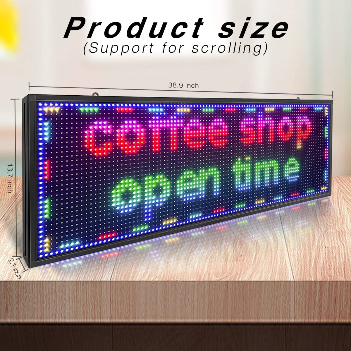 39 inch L x 14 inch H Full Color RGB Programmeerbaar LED -bord met scrollingbericht Display Hoge helderheid voor P10 Outdoor WiFi LED -display voor winkel