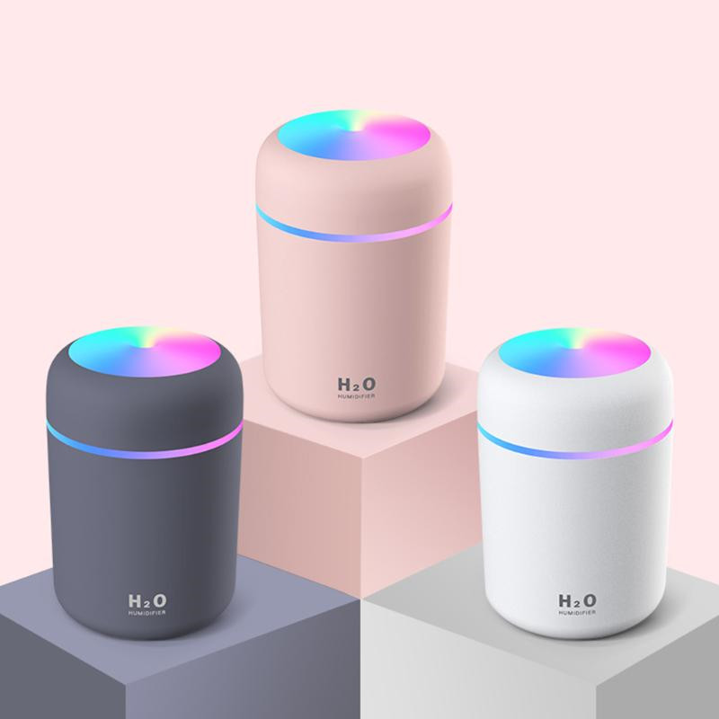 Mini Humidifier 300ml Bedroom Office Living Room Portable Low Noise Diffuser Atmosphere Light Mist Sprayer Aroma Diffuser