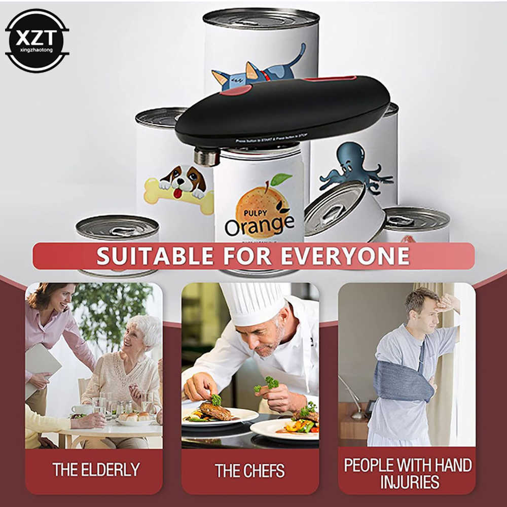 New Electric Can Opener Kitchen Safety Tools Handheld Automatic Bottle Opener Smooth Edge High Power Opener Can Kitchen Accessory