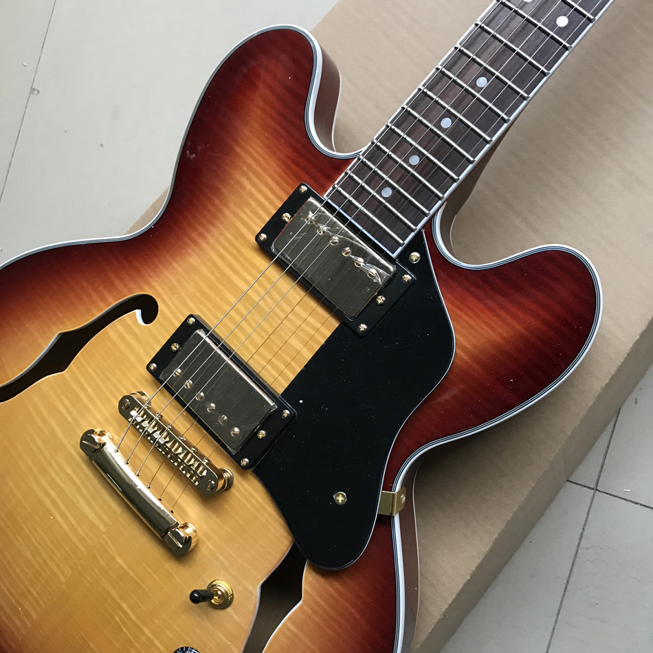 Custom shop, Made in China, chitarra elettrica di alta qualità, foro F, colore Sunset, consegna gratuita