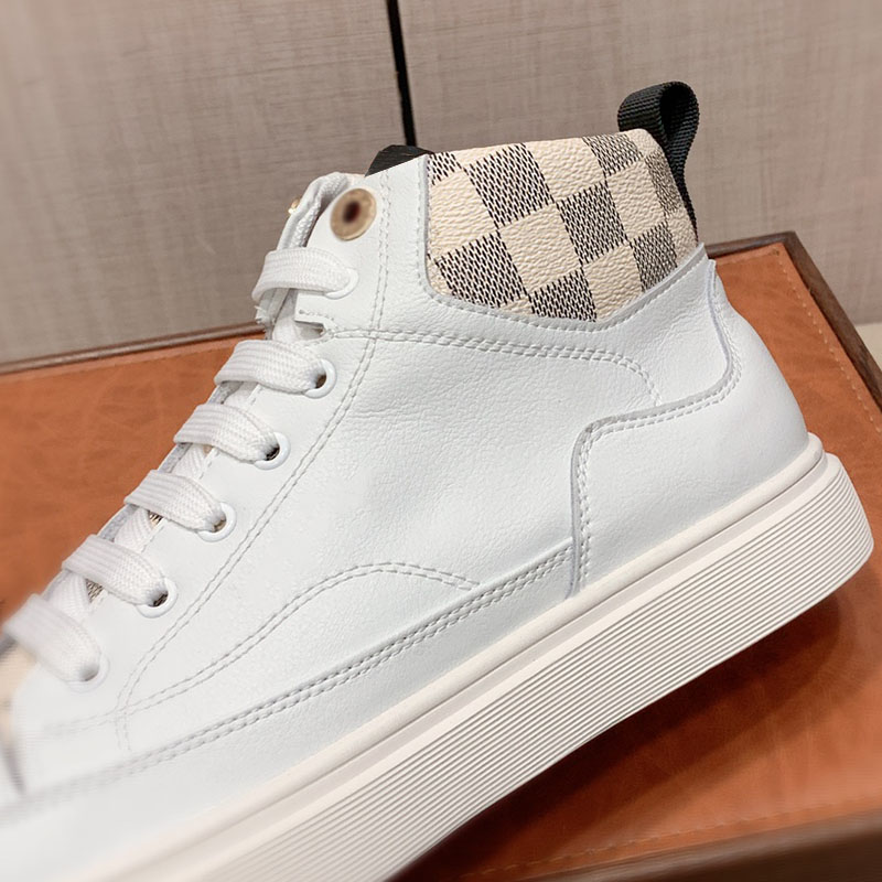 Nieuwe Heren Jurk Schoen Met Platte Bodem Luxe Designer Klassieke Brief Teken Dambordpatroon Merk Casual Hoge Schoenen Duurzame Antislip rubberen Zool Heren Beroemde Sneakers