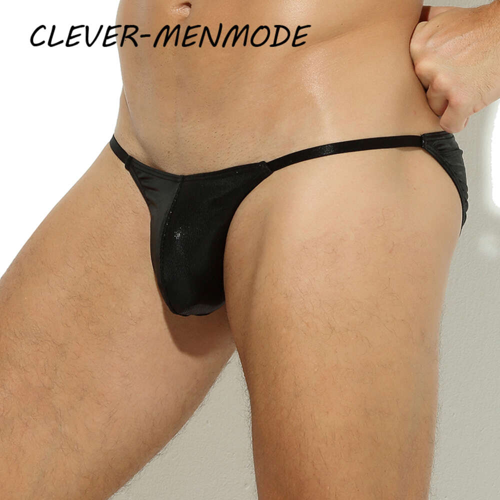 Men S Patent Low Rise High Split Briefs Pu Mini Bag G String Faux Faux Leather SeamlessErotic Panties