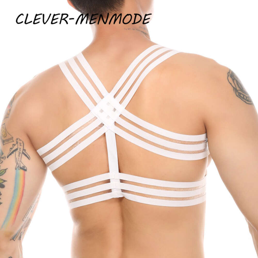 Harnais Sexy pour hommes, ajouré, ceinture de Bondage BDSM, corps, poitrine, col licou, rayé, vêtements de nuit, Lingerie exotique Gay