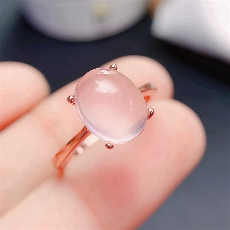 Кольцо из натурального розового кварца 3 карата для повседневного ношения, серебро 925 пробы, 8 мм x 10 мм, ювелирные изделия из розового кварца, кольцо с позолотой 18 карат, кольцо с драгоценным камнем