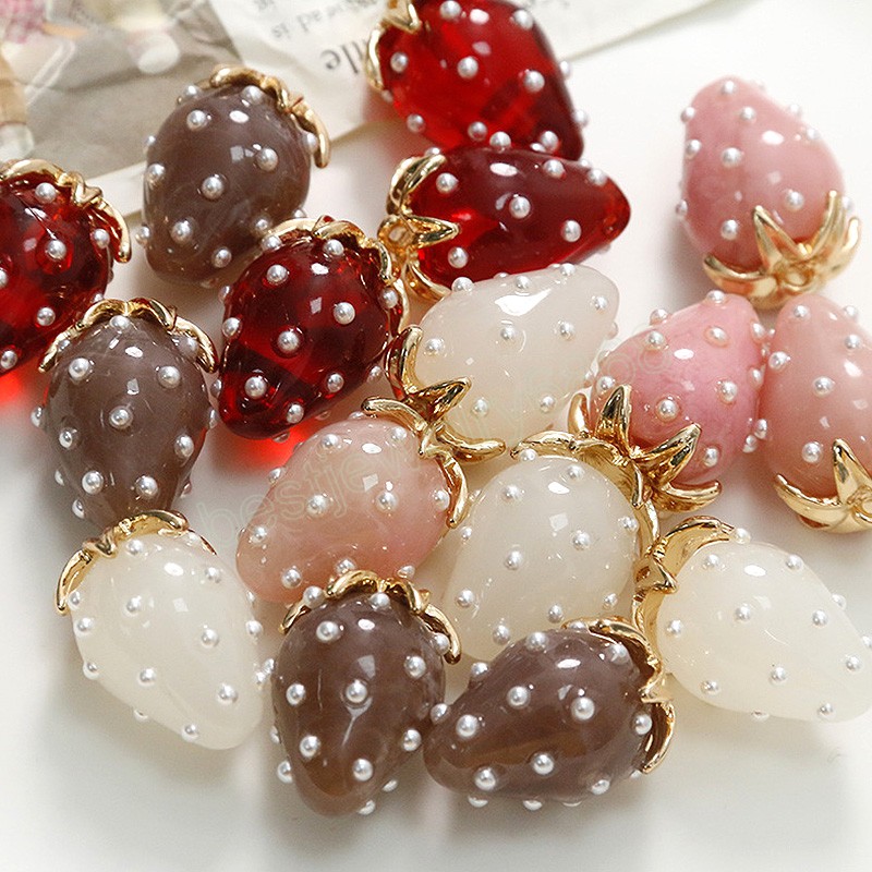 Ciondolo a forma di fragola in resina con punti di perle Collana fai da te Bracciale Orecchini Pendenti Accessori Risultati la creazione di gioielli