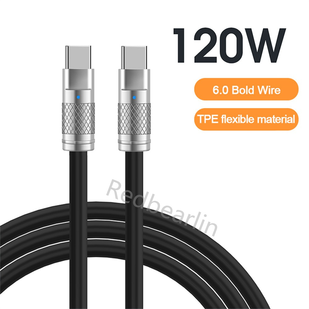 120W 6A PD C to C CABLES TPE 아연 합금 패스트 빠른 충전 유형 C USB-C 케이블 용 갤럭시 S10 S20 S23 S22 UTRAL NOTE 20 HTC LG Android Phone