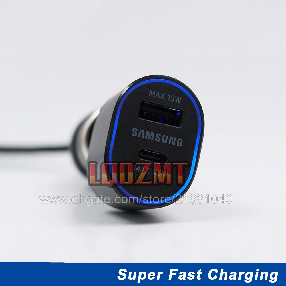 Для Samsung 45W+15W Оригинальное металлическое автомобильное зарядное устройство QC4.0/3.0 USB Type-C PD Адаптивное быстрое зарядное устройство для Galaxy S10 S21/22 Note20 A90 5G Автомобильная зарядка.